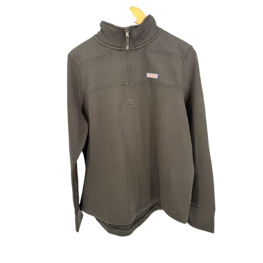 Vineyard Vines Womens Jet Black Brushed Terry Relaxed Shep Shirt L NEW